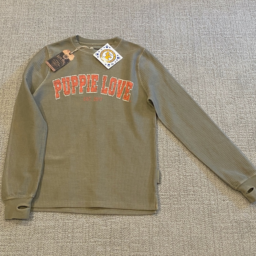 Puppie Love University Font Corduroy Crewneck Sweatshirt